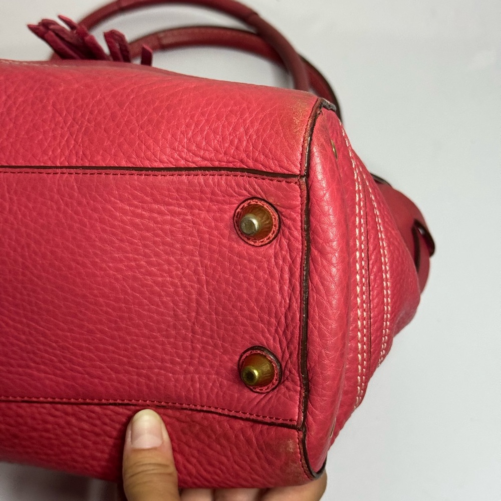 Coach Y2K Hampton Red Pebbled Leather Carryall Satchel Tote Shoulder Bag - Picture 13 of 15